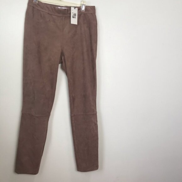 Max Studio NEW Faux Suede High Waist Pant Stretch Minimalist Neutral Leggings XS - Picture 3 of 15